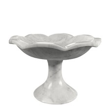 Centrotavola in Marmo Bianco Carrara Piatto Interior Design Decorativo H 13cm