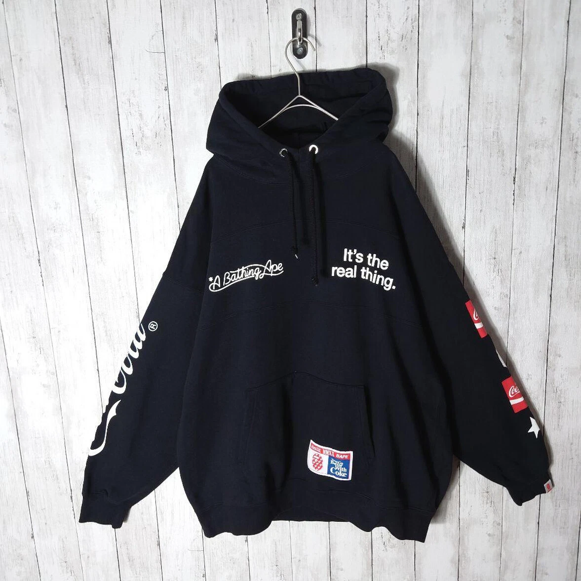 A BATHING APE (BAPE) Felpa con cappuccio pullover A Bathing Ape Coca Cola nera taglia S