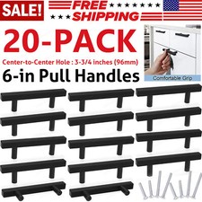20 Pack 6'' Square Cabinet Pulls Matte Black Stainless Steel Kitchen Drawer Pull