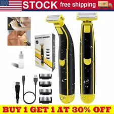 Groin Hair Trimmer for Men's Electric Ball Trimmer Wet/Dry Body Shaver US