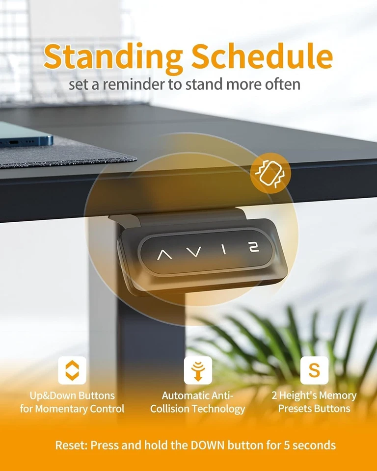 Schreibtisch Höhenverstellbar Elektrisch 100 x 60 cm Stehpult aus Stahl C154 - Bild 4 von 4