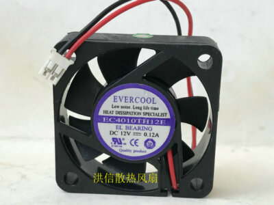 1 PCS   EVERCOOL  Fan  EC4010TH12E  DC12V  0.12A 40*10MM  4CM 2 Pin cooling fan