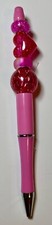 Beaded Pen,  Fuchsia Heart  Black ink, Free Extra Ink Refill