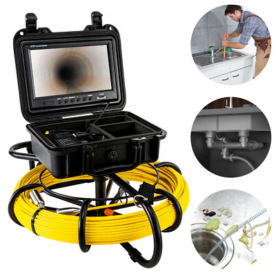 9'' Pipe Inspection Sewer Camera HD Monitor Self Leveling 1080P 60m 512HZ Signal