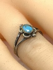 vintage sterling silver green turquoise navajo ring Size Size 5