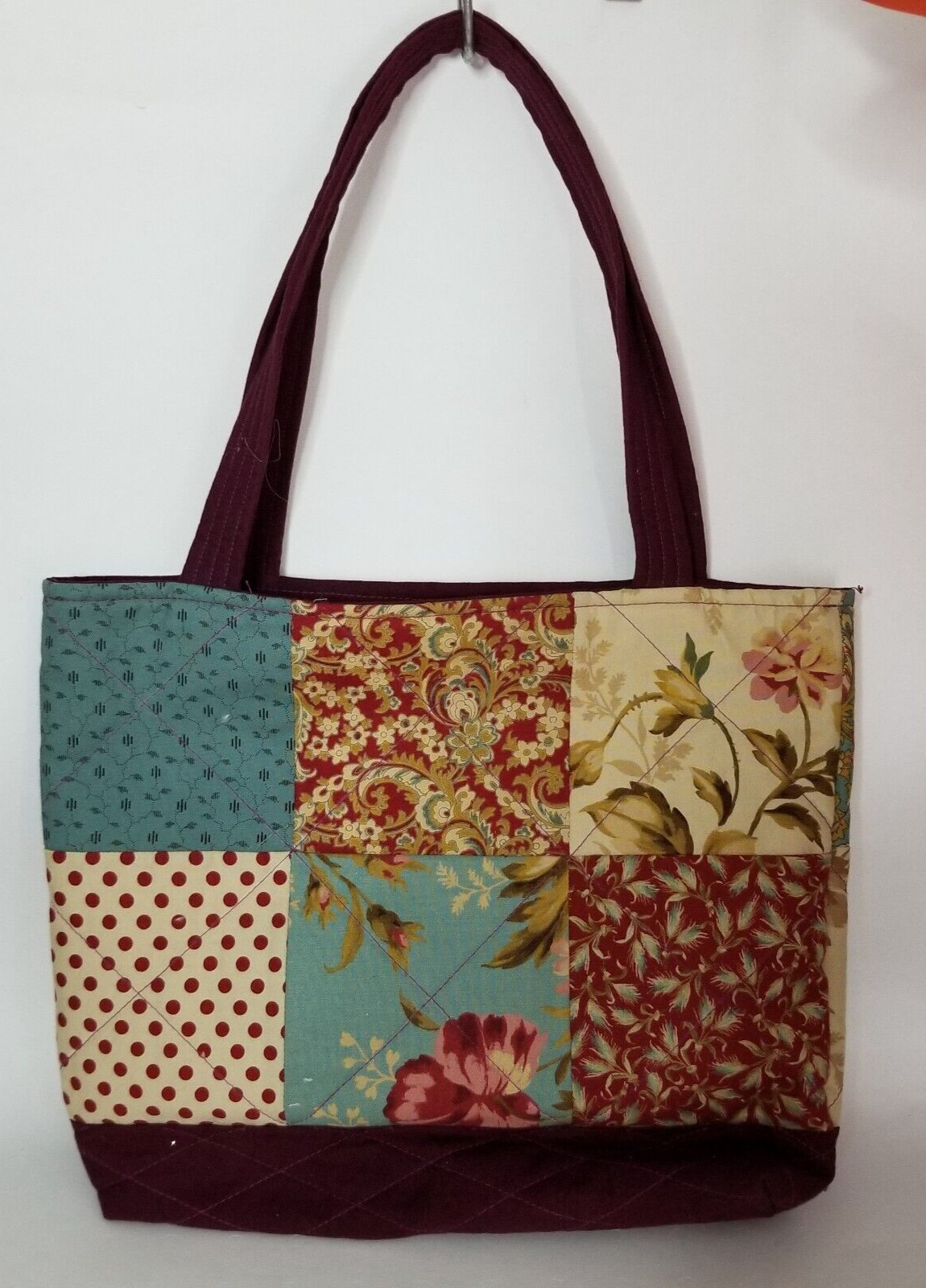Patchwork Fabric Reversible Handbag Cloth Solid &… - image 3