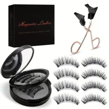 4 Pair Magnetic Eyelashes with Applicator - Natural Look, Easy to Apply, Reusabl