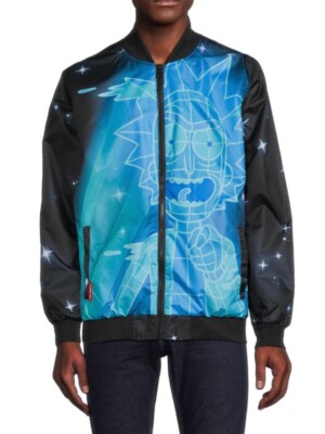 Members Only Rick and Morty Bomber Windbreaker Jacket Size L NWT