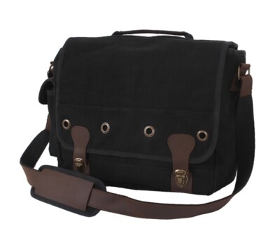 Rothco Black Leather Canvas Laptop Bag - 9682