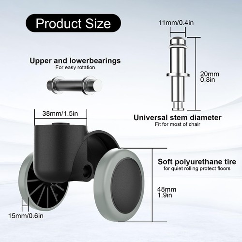 Ruote Rollerblade 2 Pollici per Sedie da Ufficio Ricambio 5PCS Mute Resistenti... - Foto 2 di 7