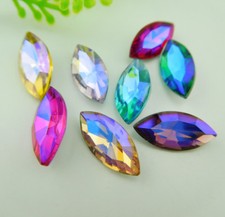 100pcs Navette Bottom Sharp bottom Rhinestone Colour AB Glass Crystal