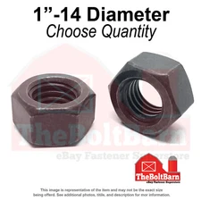 1"-14 Grade 8 Finished Hex Nuts Plain Fine Thread (Pick Quantity)