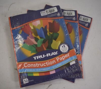 Tru-Ray P103031 Sulphite Construction Paper 9'' x 12'' Assorted Colors Lot of 3