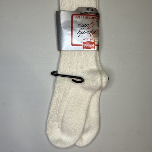 VTG Socks Hanes NOS Cable Knit Girls School Acrylic Youth Sz 6-7.5 Shoe NOS 80s - Picture 5 of 8