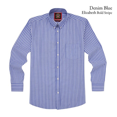 Mens Oxford Stripe Shirt Button Down Collar Office or Casual,Single Long Sleeve - Picture 48 of 100