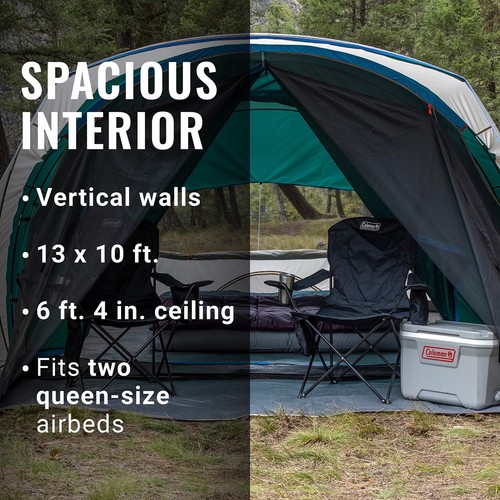 Coleman - Screened Cabin Waterproof Camping Tent, Evergreen, Carry Bag, 6 Person - Picture 4 of 9