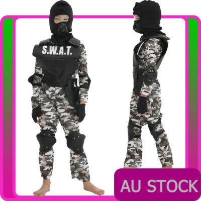 Boys Swat Costume Commander Military Police Outfit Kids Book