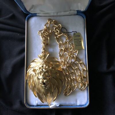 Vintage Trifari Lion Hidden Watch Necklace,  Original Tag, MINT