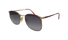 Vintage Logo Paris OO4-22 Red Gold Oval Sunglasses France W/ NEW LENSES