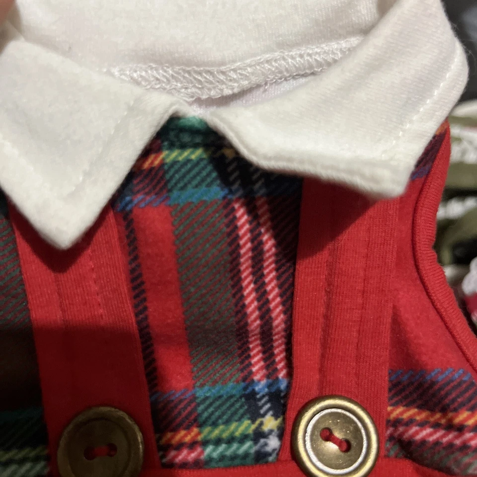 Dog Cat Shirt Top Gingerbread Overalls Xxs Christmas Ruff Ruff Holiday Party - Image 3 of 4