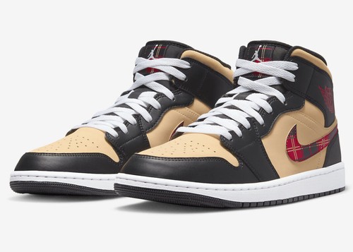 New Nike Air Jordan 1 Mid SE Shoes Tartan Swoosh Fall/Winter Black-Brown  SIZES | eBay