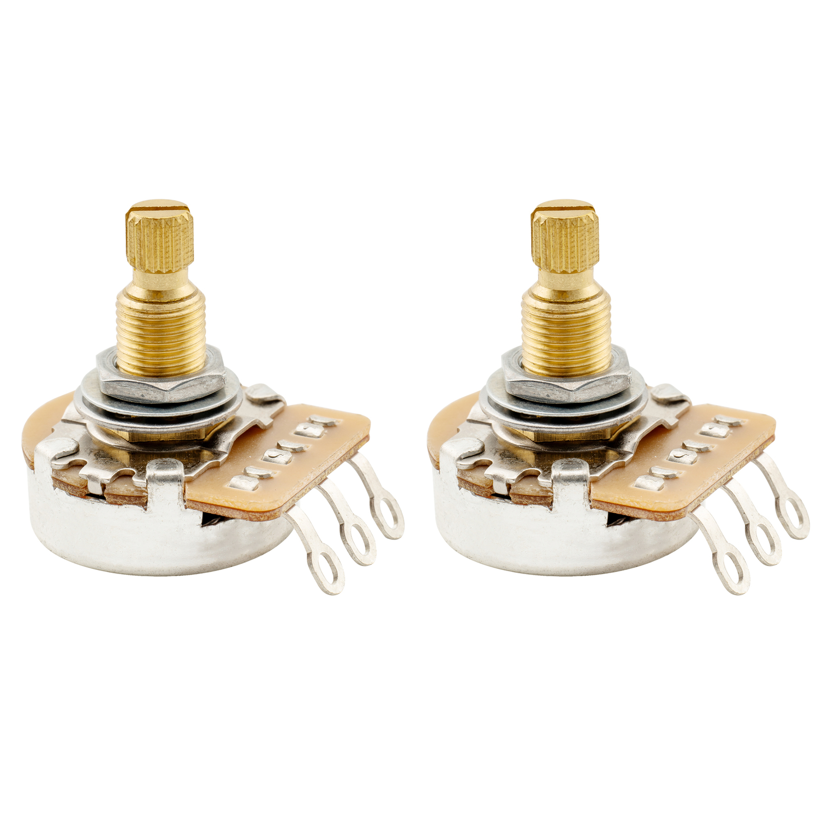 Musiclily Pro 2Pcs A1M Brass Metric Split Shaft Audio Taper Guitar Potentiometer