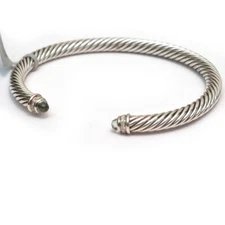 David Yurman Cable Classic Bracelet Sterling Silver Prasiolite & Diamond Medium