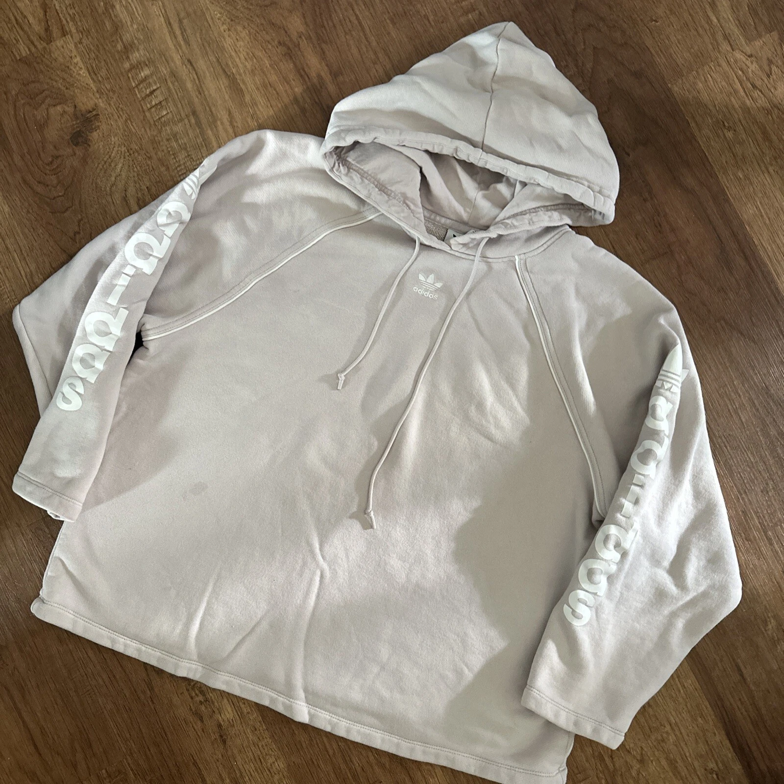 OFF WHITE Felpa con cappuccio vintage Adidas donna taglia media francese Terry C311