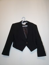 VTG Eleanor P Brenner Womens 12 Blazer 100 Wool Cropped Chic Button Academia