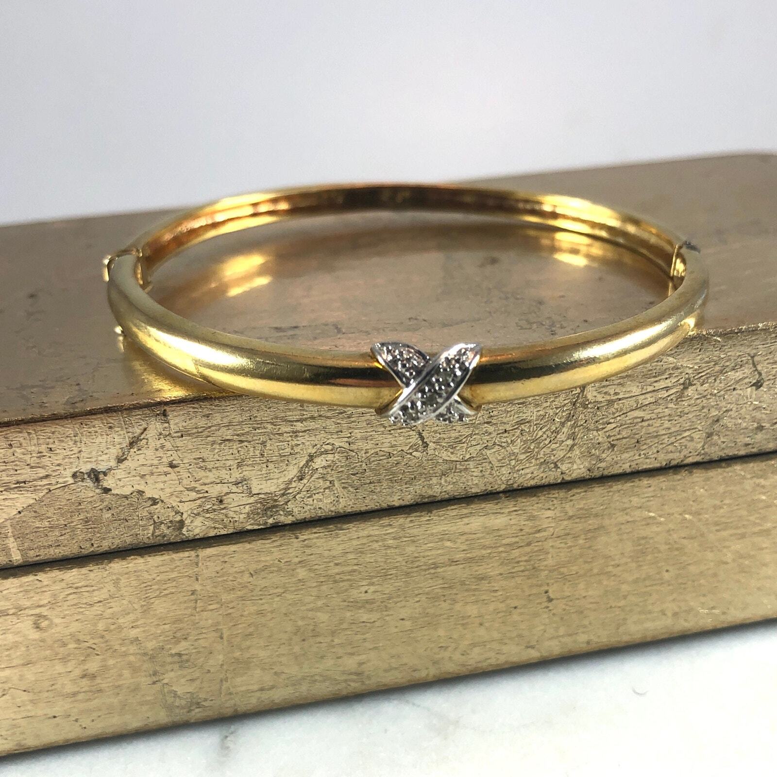 Vintage Sterling dipped Gold "X" Bracelet, Small … - image 2