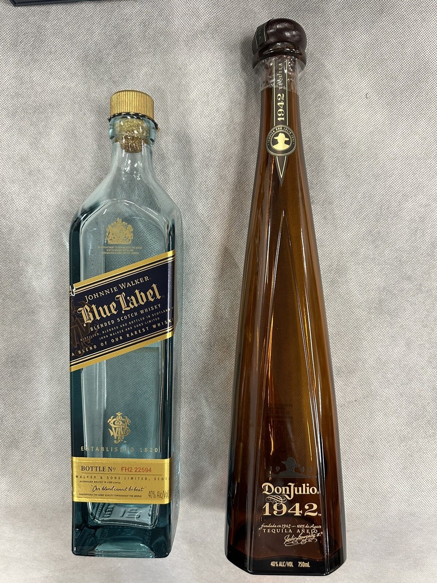 Whiskey Whisky Blue Label Lable & Don Julio Tequila empty bottle