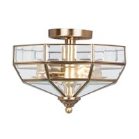Deckenleuchte Wohnzimmerlampe Lampe Messing Glas B 32 Cm 2 Flammig