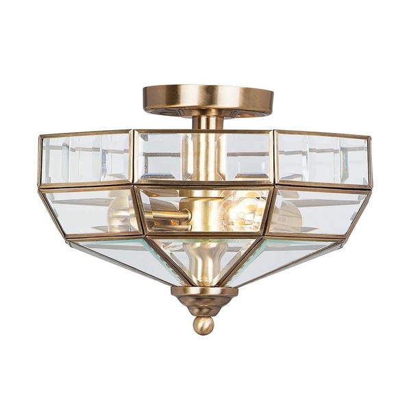 Deckenleuchte Wohnzimmerlampe Lampe Messing Glas B 32 Cm 2 Flammig-image