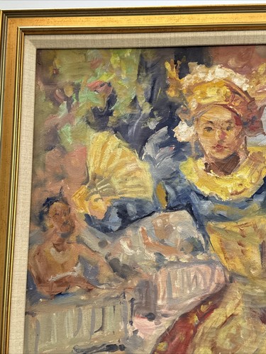 KARYONO PAINTING PORTRAIT INDONESIA LISTED RARE DANCING CERIMONIAL OIL VINTAGE - Picture 4 of 18