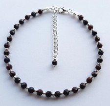 FACETTED GARNET BEADED ANKLE BRACELET ANKLET 9.5" + EXT 050