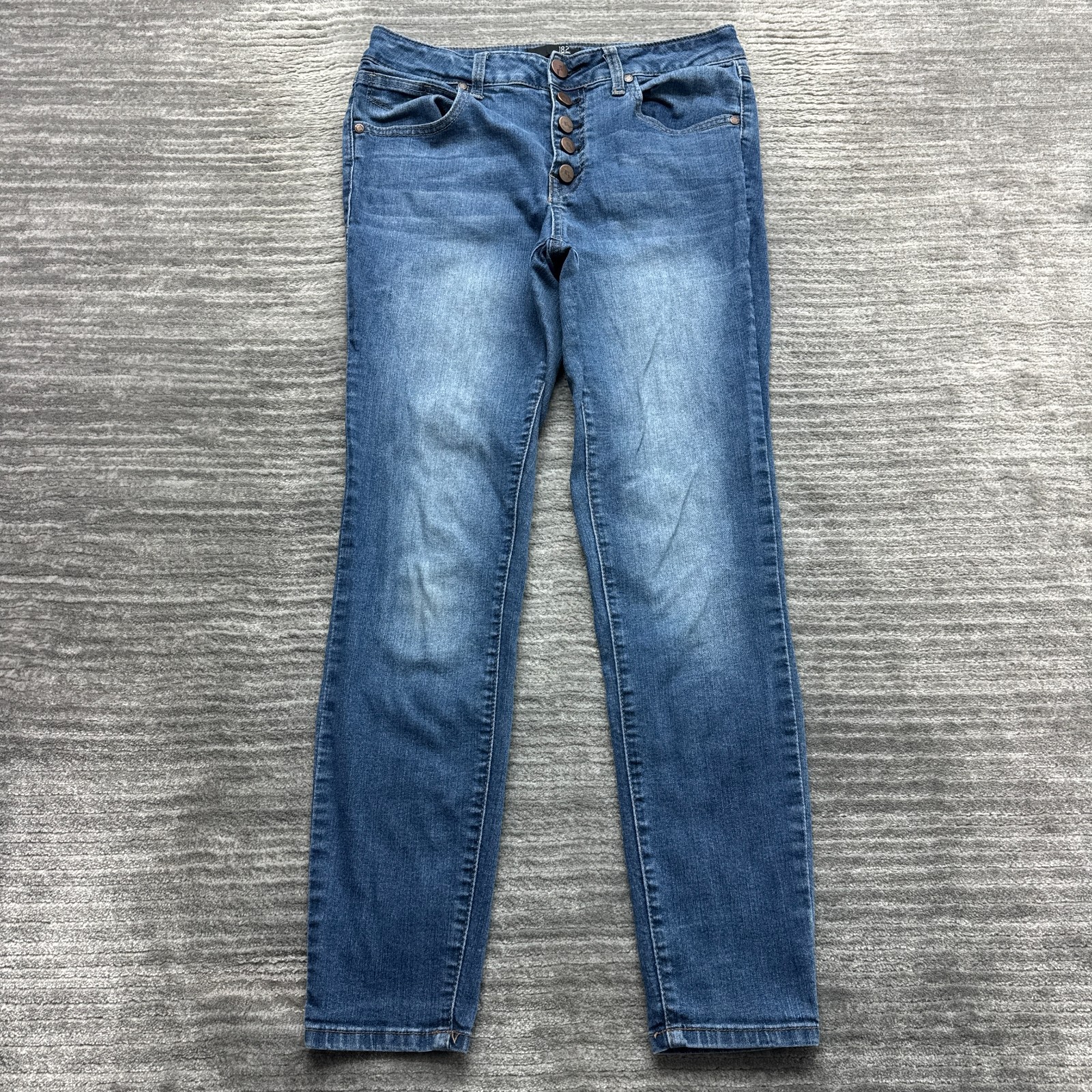 1822 Denim Jeans Size 6 Womens Skinny Leg Button Fly Blue Denim