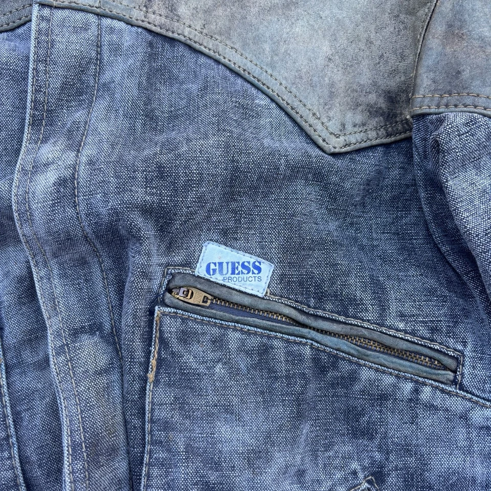 Chaqueta De Colección Años 80 GUESS Marty McFly Mediana Denim Cuero Jean Georges Marciano Foto 3 de 4