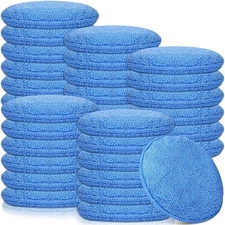 Tanlade 50 Pcs Car Detailing Microfiber Applicator Pad Wax Blue 