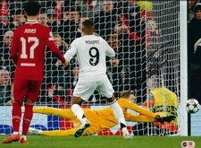CAOIMHIN KELLEHER SIGNED LIVERPOOL MBAPPE SAVE 16X12 PHOTO (ACG CERT AG18046)