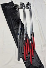 9-Piece Golf Club Set with Red and Silver Clubs ISETAN Men s Bag