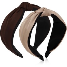 2 PCS NonSlip Knotted Headband Women Girls Wide Elastic Fashion Hair Band