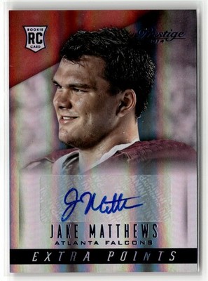 Jake Matthews Rookie 2014 Panini Prestige #242 Extra Points Blue Autographs