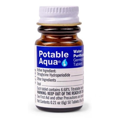 Potable Aqua Water Purification Treatment - 50 Tablets - Single Pack, White