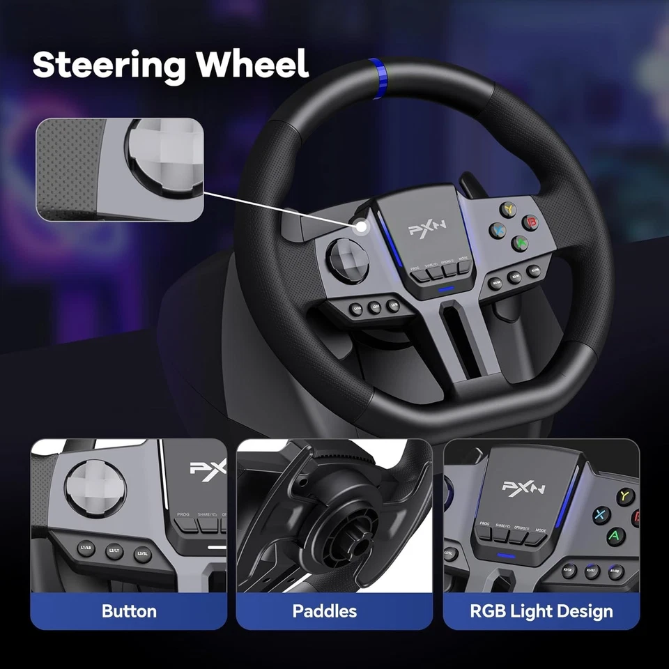 PXN V9 Gen 2 RaceSim Steering Wheel Pedal Shifter PC PS3 PS4 Xbox Switch USASHIP - Image 4 of 4