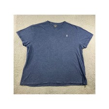 Polo Ralph Lauren T-Shirt Men XXL Blue V-Neck Classic Fit Cotton Logo Preppy