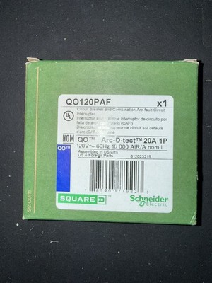 Square D QO120PAF 1P 20A AFCI ARC-FAULT PLUG-ON