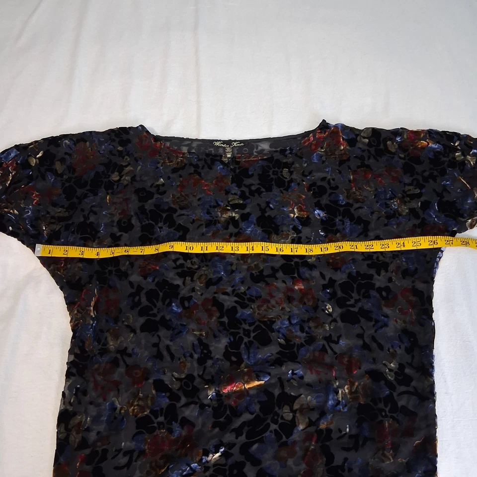 Winter Kate Silk Blend Velvet Burnout Tunic Dress  Sheer Black Navy No Belt Sz M - Image 3 of 4