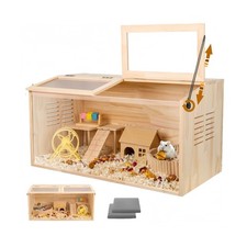 Wooden Hamster Cage,32" Lx16 Wx16 H,Animal Cabinet for Dwarf Syrian Hamsters ...