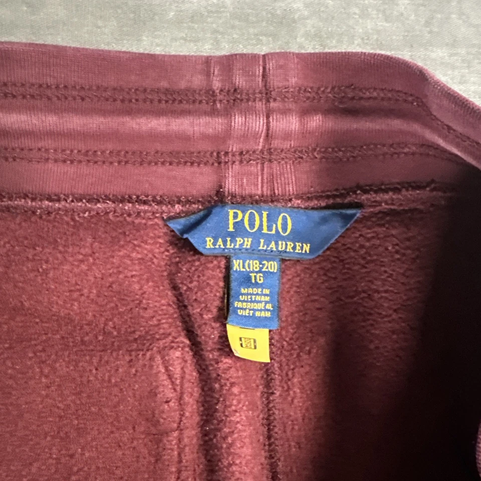 Pantalones deportivos POLO Ralph Lauren para niños de vellón talla XL 8-10 borgoña Y2K Foto 4 de 4