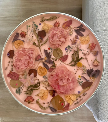 epoxy resin coffee table pink dried flowers handicraft gift butterflies 